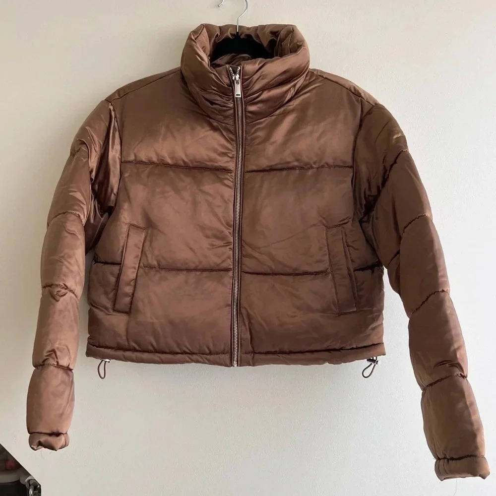7 For All Mankind Puffer Metallic Jacket Size Large - Picture 5 of 7